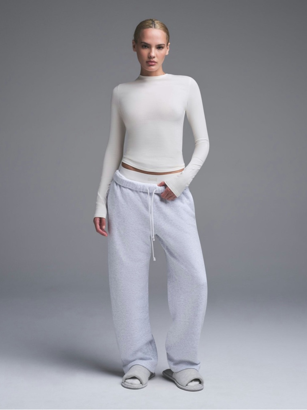COTTON JERSEY LONG SLEEVE T-SHIRT | BONE